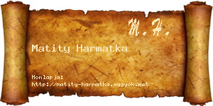 Matity Harmatka névjegykártya